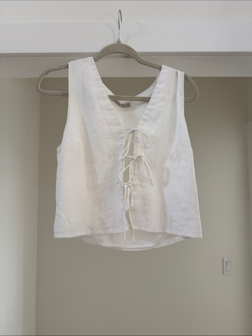 Abercrombie & Fitch White Linen Tie-Front Camisole